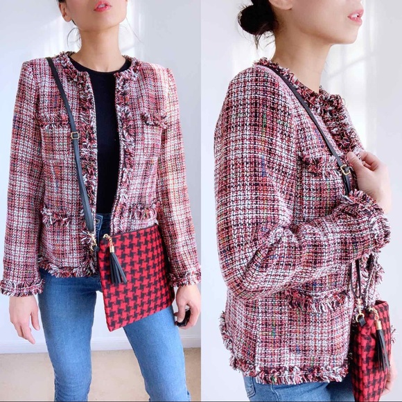 JACKIE Fringes Hem Tweed Jacket - Picture 3 of 7